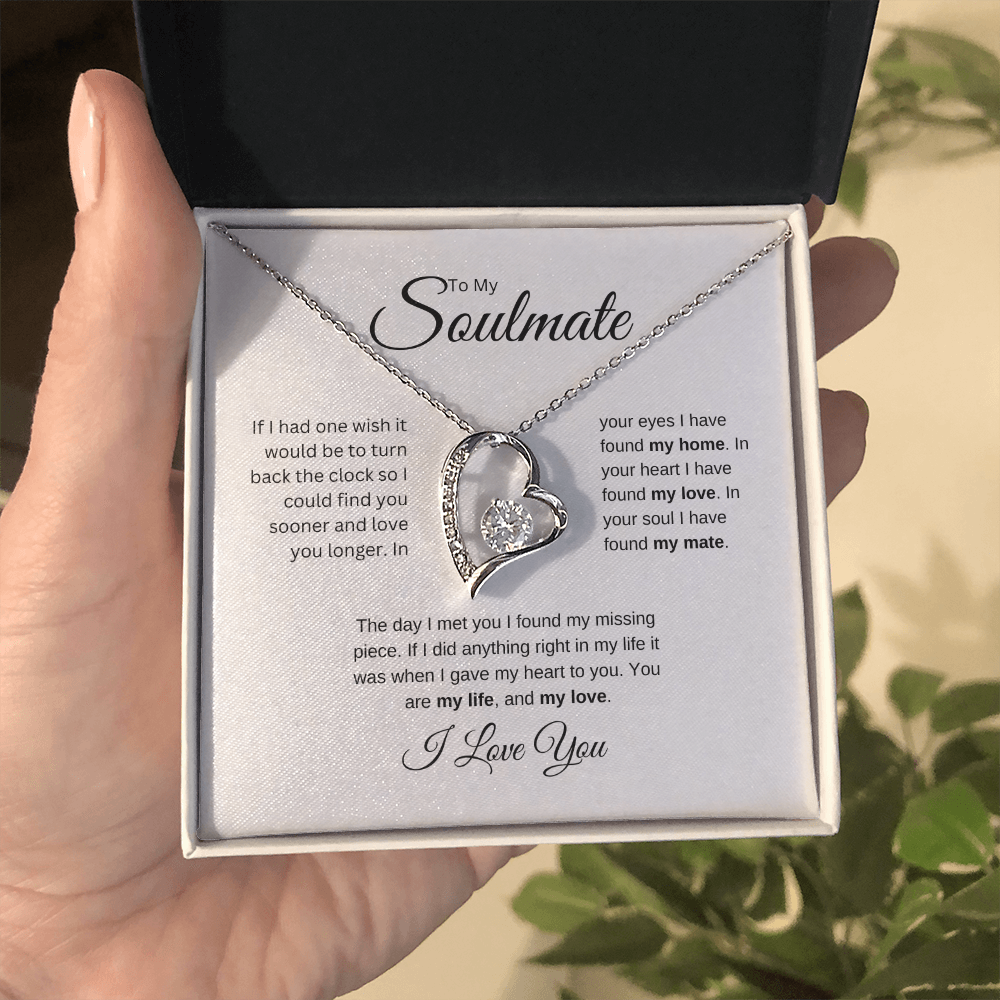 To My Soulmate: Forever Love Necklace with Birthday Message Card, Meaningful Jewelry Gift