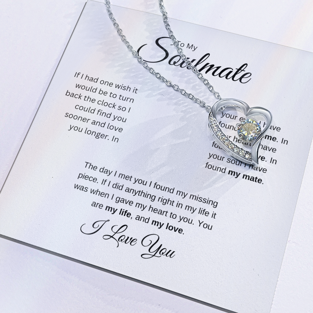 To My Soulmate: Forever Love Necklace with Birthday Message Card, Meaningful Jewelry Gift