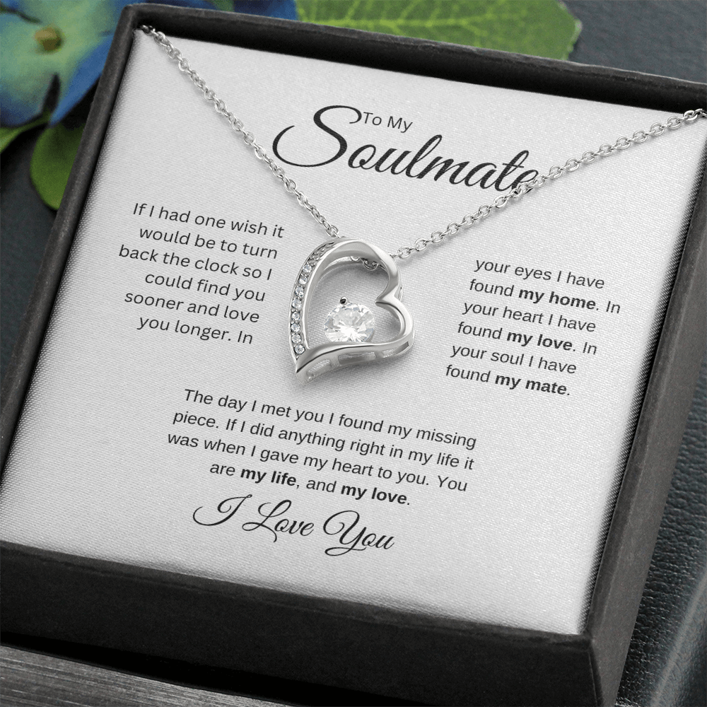 To My Soulmate: Forever Love Necklace with Birthday Message Card, Meaningful Jewelry Gift