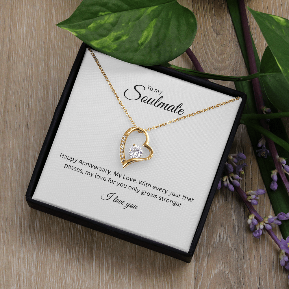 To My Soulmate: Forever Love Necklace with Anniversary Message Card, Meaningful Jewelry Gift