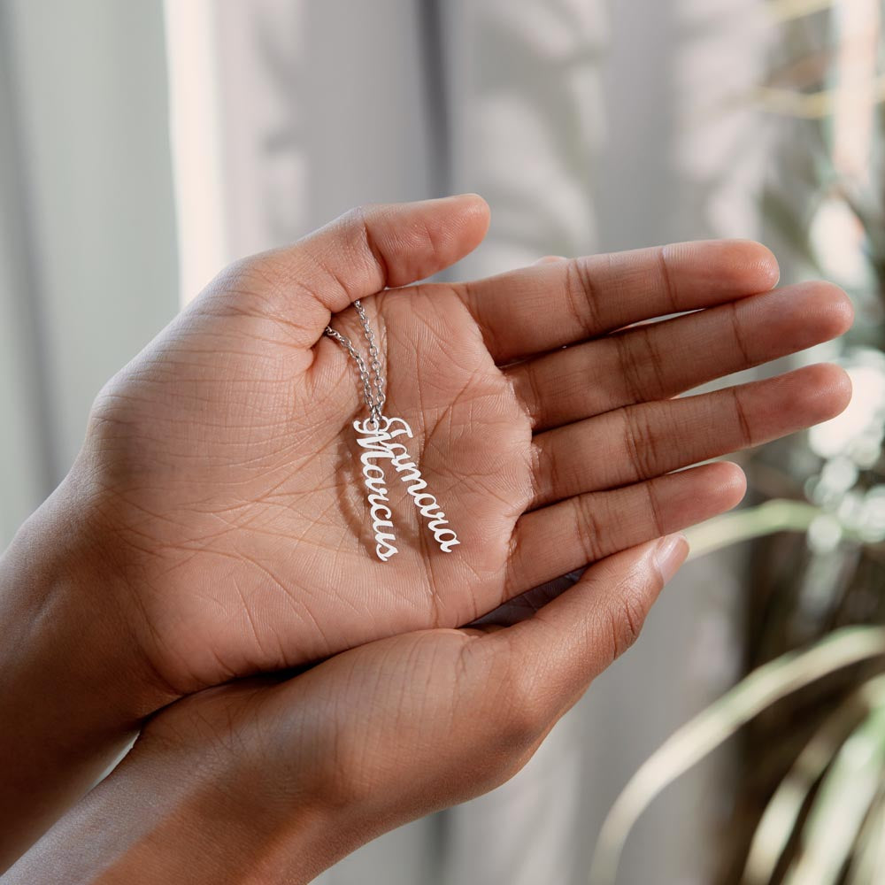 Personalized Multi Vertical Name Necklace, Meaningful Jewelry Gift