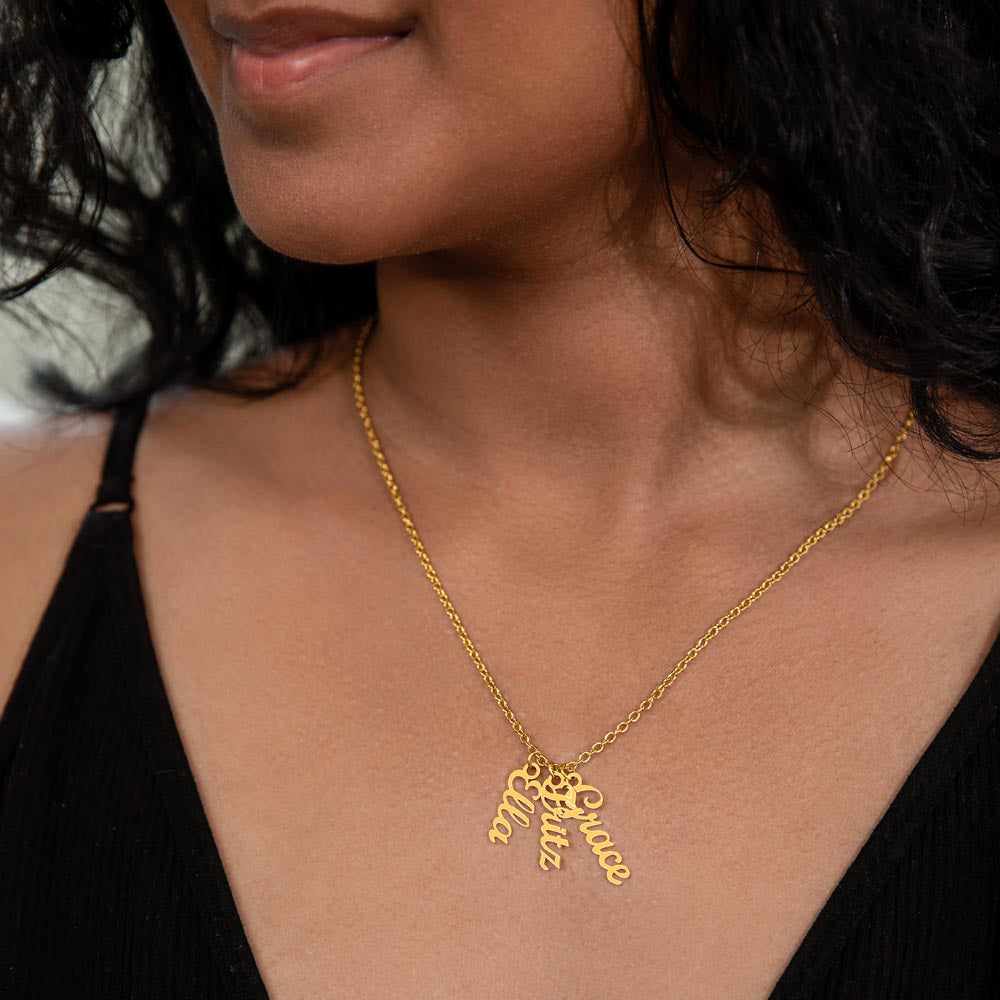 Personalized Multi Vertical Name Necklace, Meaningful Jewelry Gift