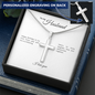 To My Husband: Personalized Cross Necklace with Snake Chain & Birthday Message Card, Meaningful Jewelry Gift