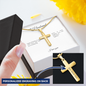 To My Husband: Personalized Cross Necklace with Snake Chain & Birthday Message Card, Meaningful Jewelry Gift