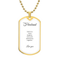 To My Husband: Luxury Graphic Dog Tag Necklace with heartfelt message