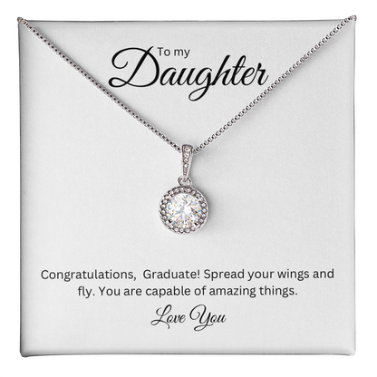 To My Daughter: Eternal Hope Necklace with Graduate Message Card, Meaningful Jewelry Gift