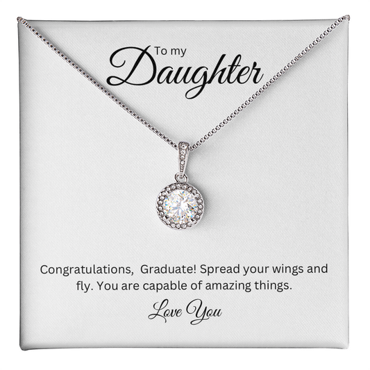 To My Daughter: Eternal Hope Necklace with Graduate Message Card, Meaningful Jewelry Gift