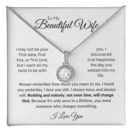 To my Beautiful Wife, Eternal Hope Necklace with Heartfelt Message Card, Meaningful Jewelry Gift
