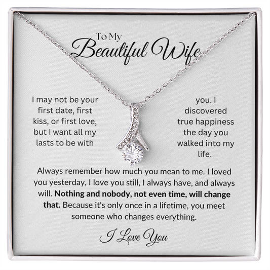 To my Wife, Alluring Beauty Necklace, Heartfelt Message Card, Meaningful Jewelry Gift