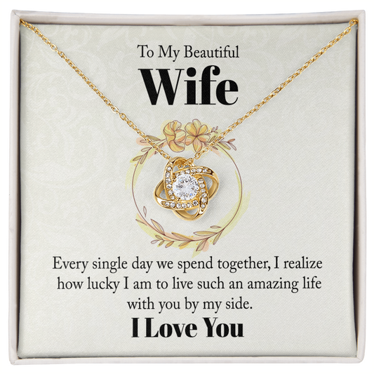 To My Wife, Love Knot Necklace with Heartfelt Message Card, Romantic Jewelry Gift