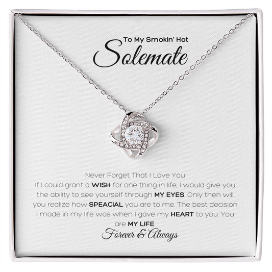 To my Soulmate, Love Knot Necklace with Heartfelt Message Card, Meaningful Jewelry Gift