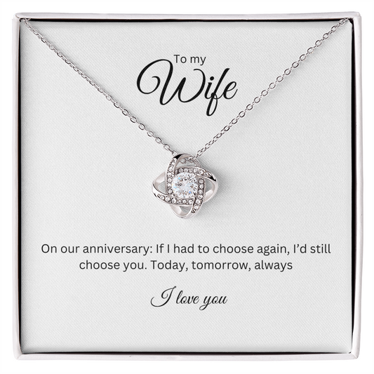 To My Wife Love Knot Necklace - Anniversary Gift with Heartfelt Message Card