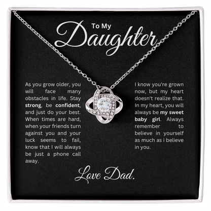 To my Daughter: Love Knot Necklace with Heartfelt Message Card, Meaningful Jewelry Gift