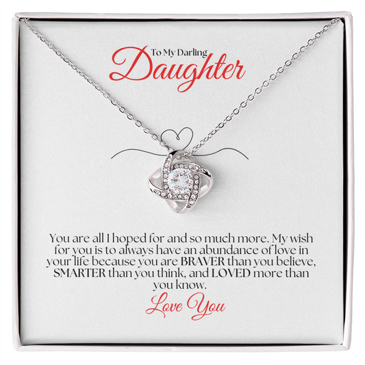 To my Daughter, Love Knot Necklace with Heartfelt Message Card, Meaningful Jewelry Gift