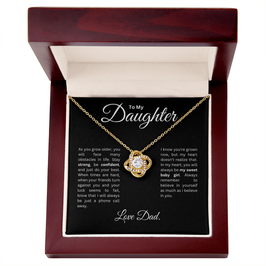 To my Daughter: Love Knot Necklace with Heartfelt Message Card, Meaningful Jewelry Gift