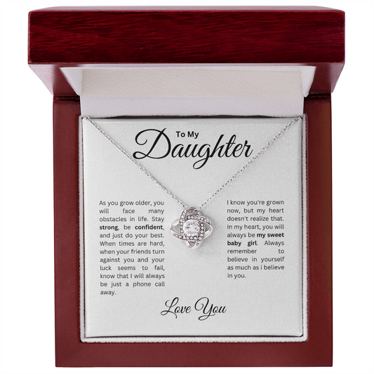 To my Daughter: Love Knot Necklace with Heartfelt Message Card, Meaningful Jewelry Gift