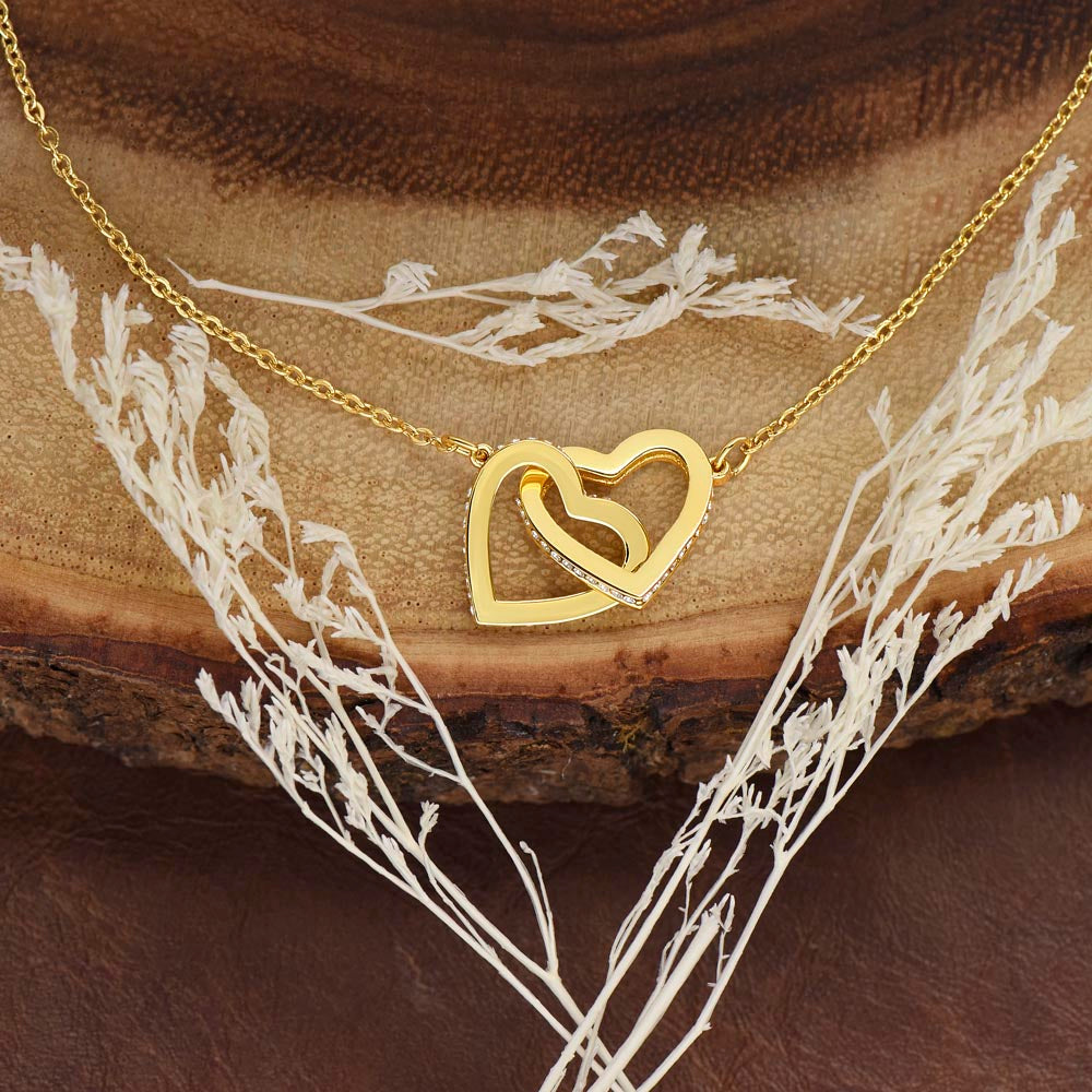 To My Mom & Dad: Interlocking Heart Necklace with Birthday Message Card, Meaningful Jewelry Gift