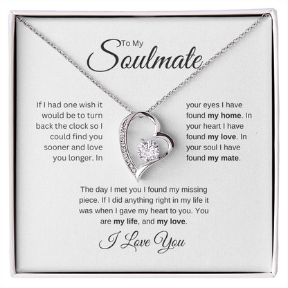 To My Soulmate: Forever Love Necklace with Birthday Message Card, Meaningful Jewelry Gift