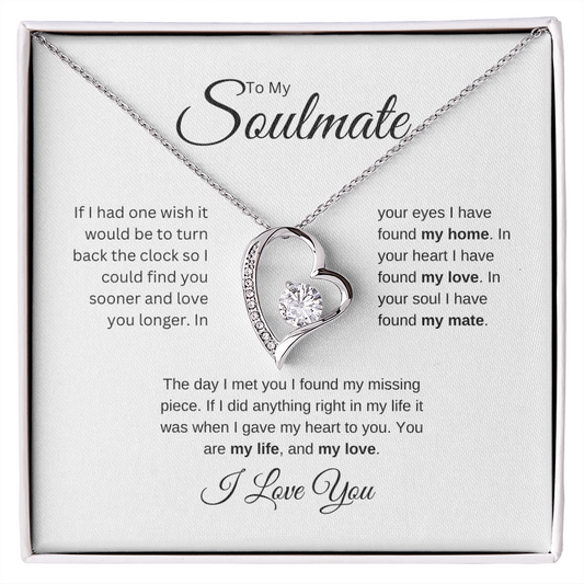 To My Soulmate: Forever Love Necklace with Birthday Message Card, Meaningful Jewelry Gift