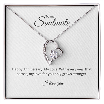 To My Soulmate: Forever Love Necklace with Anniversary Message Card, Meaningful Jewelry Gift