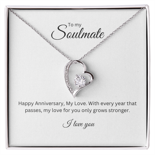 To My Soulmate: Forever Love Necklace with Anniversary Message Card, Meaningful Jewelry Gift