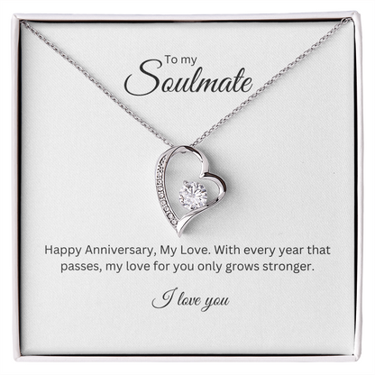 To My Soulmate: Eternal Love Necklace with Anniversary Message Card, Meaningful Jewelry Gift