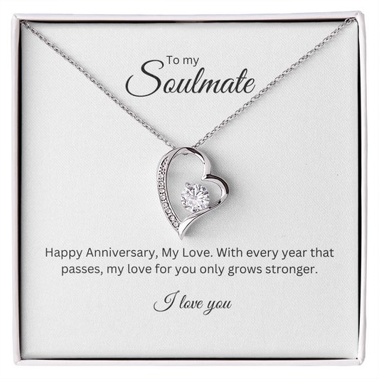 To My Soulmate: Eternal Love Necklace with Anniversary Message Card, Meaningful Jewelry Gift