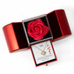 Love Knot Necklace with Red Heart Rose Box and Heartfelt Message Card, Meaningful Jewelry Gift
