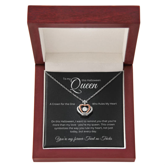 Crown pendant Necklace with Halloween Message Card, Gift for Wife or Girlfriend