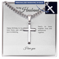 To My Husband: Personalized Cross with Cuban Link Chain & Birthday Message Card, Meaningful Jewelry Gift