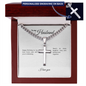 To My Husband: Personalized Cross with Cuban Link Chain & Birthday Message Card, Meaningful Jewelry Gift