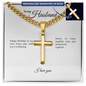 To My Husband: Personalized Cross with Cuban Link Chain & Birthday Message Card, Meaningful Jewelry Gift