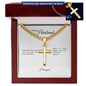 To My Husband: Personalized Cross with Cuban Link Chain & Birthday Message Card, Meaningful Jewelry Gift