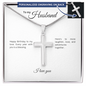 To My Husband: Personalized Cross Necklace with Snake Chain & Birthday Message Card, Meaningful Jewelry Gift