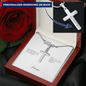 To My Husband: Personalized Cross Necklace with Snake Chain & Birthday Message Card, Meaningful Jewelry Gift