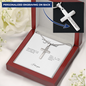 To My Husband: Personalized Cross Necklace with Snake Chain & Birthday Message Card, Meaningful Jewelry Gift