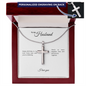 To My Husband: Personalized Cross Necklace with Snake Chain & Birthday Message Card, Meaningful Jewelry Gift