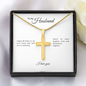 To My Husband: Personalized Cross Necklace with Snake Chain & Birthday Message Card, Meaningful Jewelry Gift