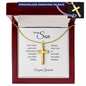 To My Son: Personalized Cross Necklace and Snake Chain with Graduate Message Card, Meaningful Jewelry Gift