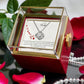 To My Wife: Love Knot Necklace with Rotating Rose Gift Box and Heartfelt Message Card, Meaningful Jewelry