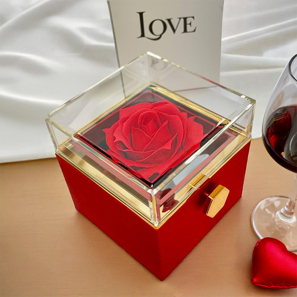 To My Wife: Love Knot Necklace with Rotating Rose Gift Box and Heartfelt Message Card, Meaningful Jewelry