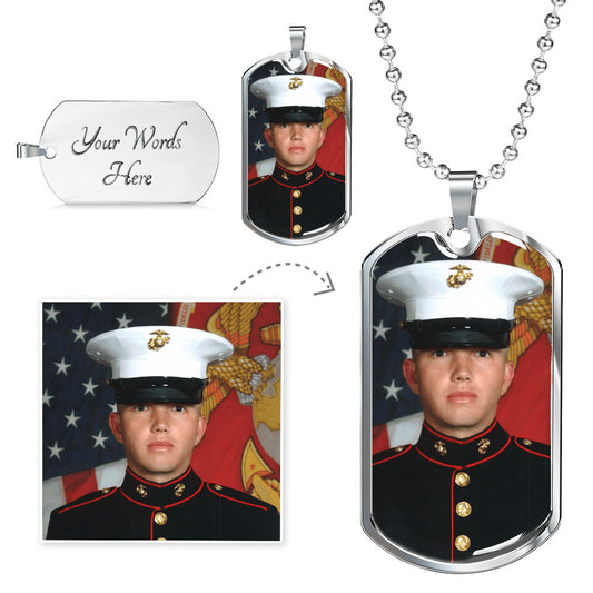 Personalized Photo Dog Tag Necklace with Engraving, Meaningful Jewelry Gift